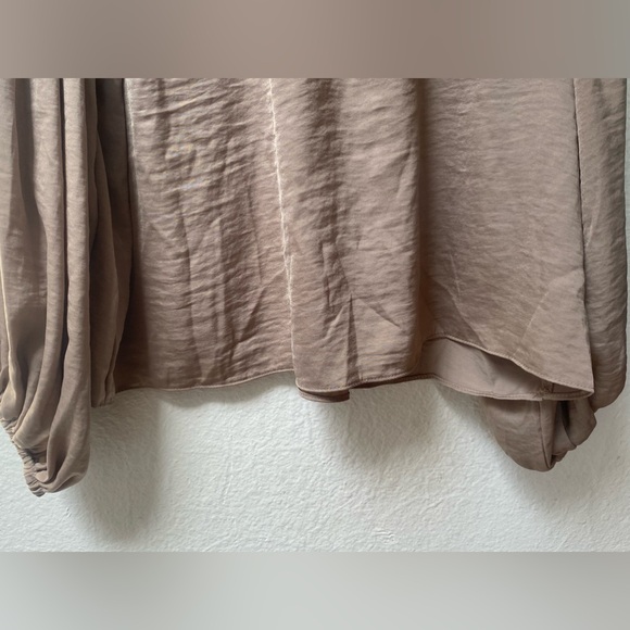 CECE womens blouses xl color low coffee long sleeve high neck light dress fabric - Picture 7 of 8